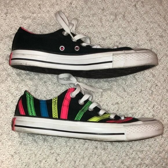 Converse All Star Neon Stripe Low Top Sneakers Womens Size 8 Mens Size 6 VHTF - Picture 3 of 9